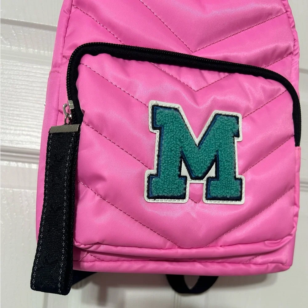 Claire’s Mini Backpack Purse Initial “M” Pink 11” NWT